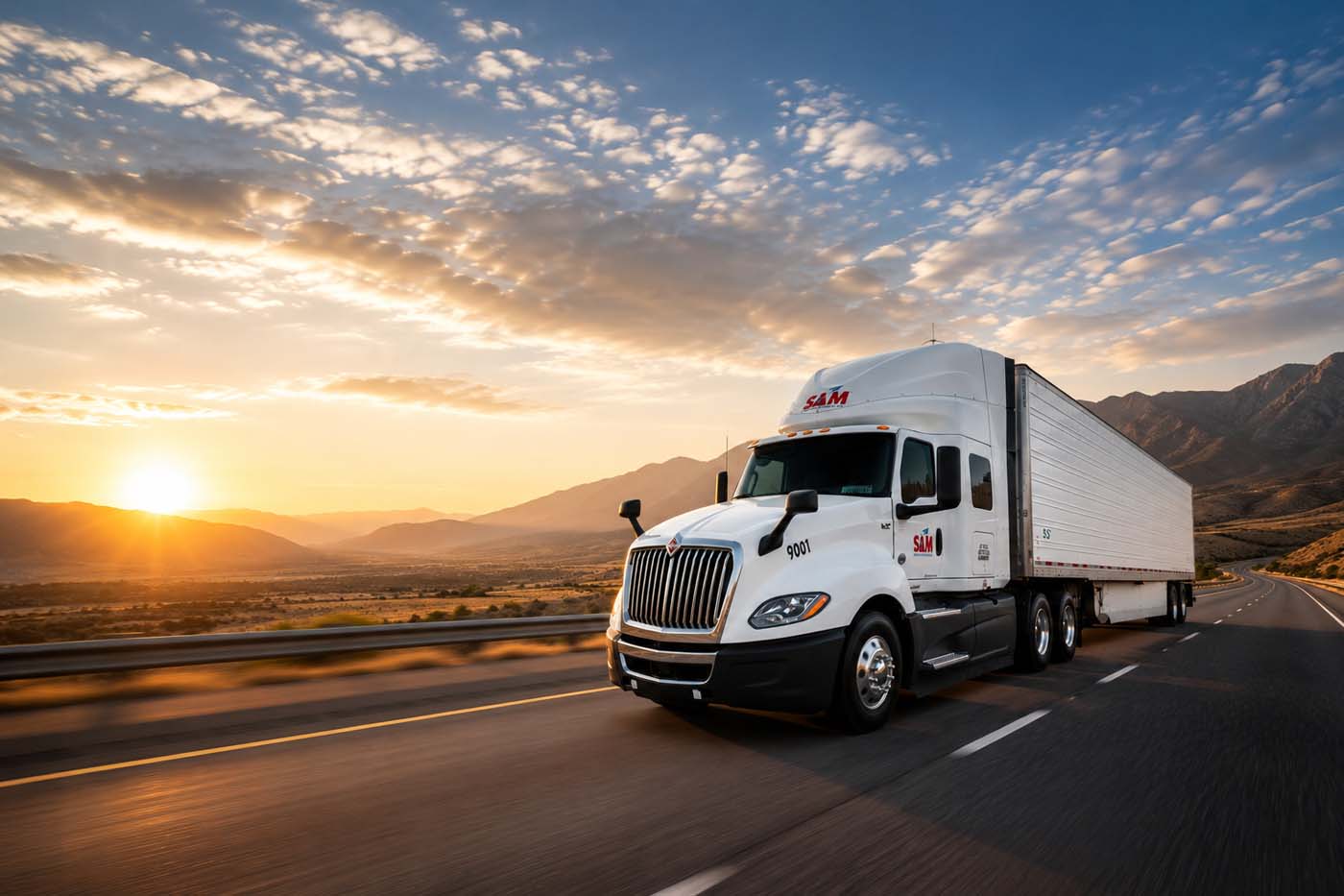 SAM Logistics fleet on the highway